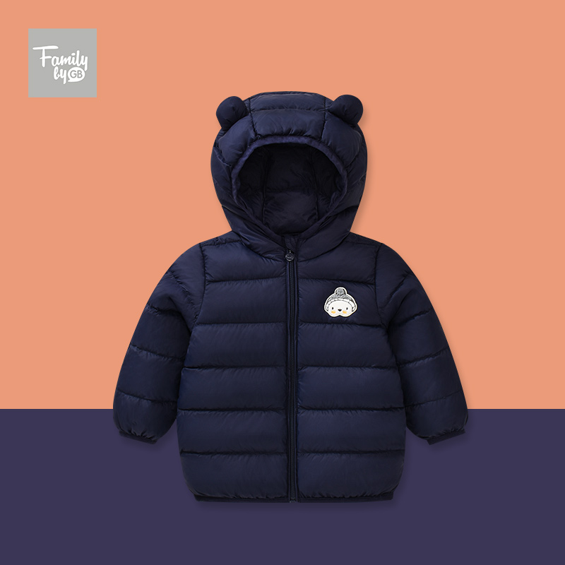 YB family好孩子輕薄連帽拉鏈羽絨服圖案印花百搭_好孩子官方旗艦店_童裝/嬰兒裝/親子裝