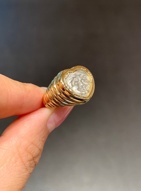 【已出欣赏】爱心型古希腊美杜莎古币戒指可以抵御一切邪恶18k金