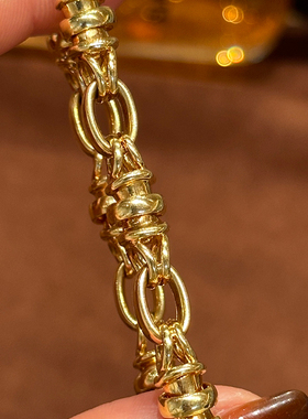 有生珠宝超精美中古手链18k超厚金竹节链条男女同款手链