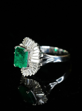 有生珠宝高品质天然哥伦比亚沃顿绿祖母绿戒指微油祖母绿钻石戒指