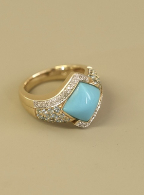 18K金绿松石公主方戒指