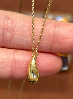 有生珠宝经典百搭18k金水滴项链超级百搭日常休闲款泪滴二手项链