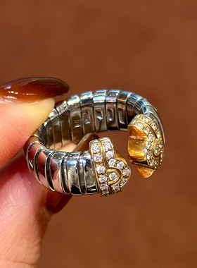 有生珠宝超级经典Tubogas弹簧戒指18k金钢戒指天然钻石中古戒