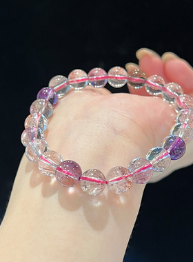【高品质仙女超】天然超七水晶手链9-9.5mm清新混搭超美水晶手链