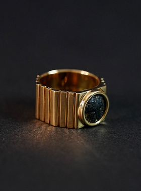 超火“鎏金系列”美男子阿波罗老鹰铜币18k厚金老钱风古币戒指