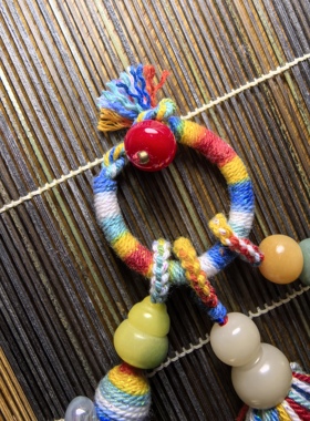 DIY经幡色藏式手搓棉线菩提盆满钵满葫芦光变蝴蝶结包挂挂饰