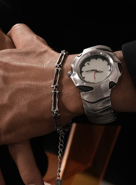 暗黑复古风做旧古银骨骼拼接手链