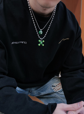 美式嘻哈说唱彩色吊坠男女项链