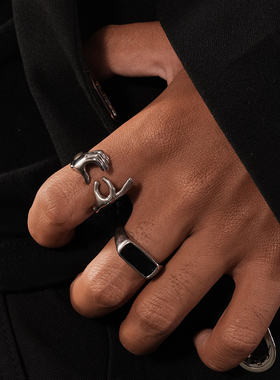 比心OK手势造型开口戒指男女指环