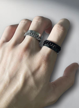 钛钢可转动解压自律食指环