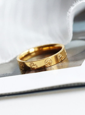 本命年钛钢18K金小马情侣戒指