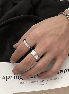 小众冷淡风钛钢简约情侣对戒