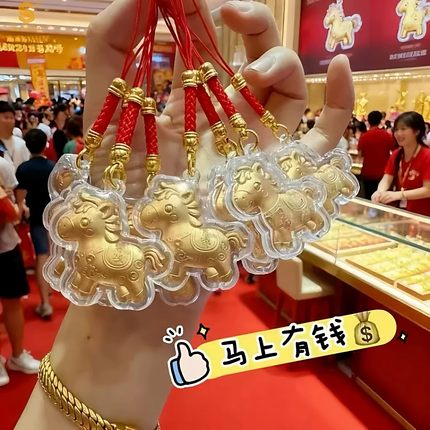 2026马年马上有钱手机链卡通可爱生肖马小马钥匙扣挂件爆款