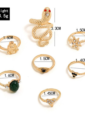 欧美风佛像眼睛绿宝石关节戒指