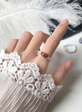 韩国复古手工甜美风珍珠戒指