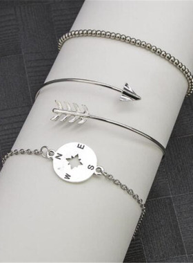 欧美风夸张合金箭头圆形浮雕手链