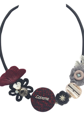 日韩风纽扣花朵配饰挂件毛衣链