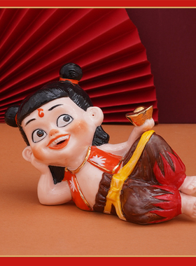 哪吒陶瓷摆件中国风家居纯手工