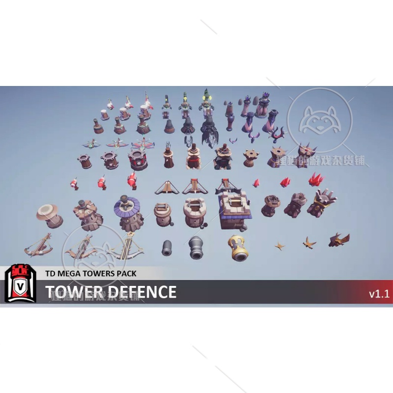 Unity MEGA Tower Defence Pack 1.1 包更新 可爱塔防游戏素材包 - 图0