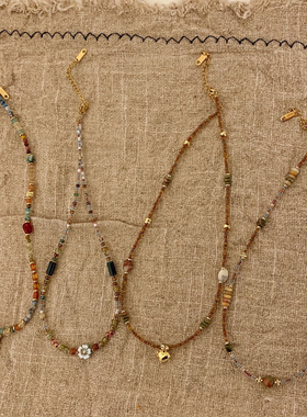 【开普敦之冬】蝴蝶自来吊坠彩色串珠项链文艺复古度假风锁骨链女