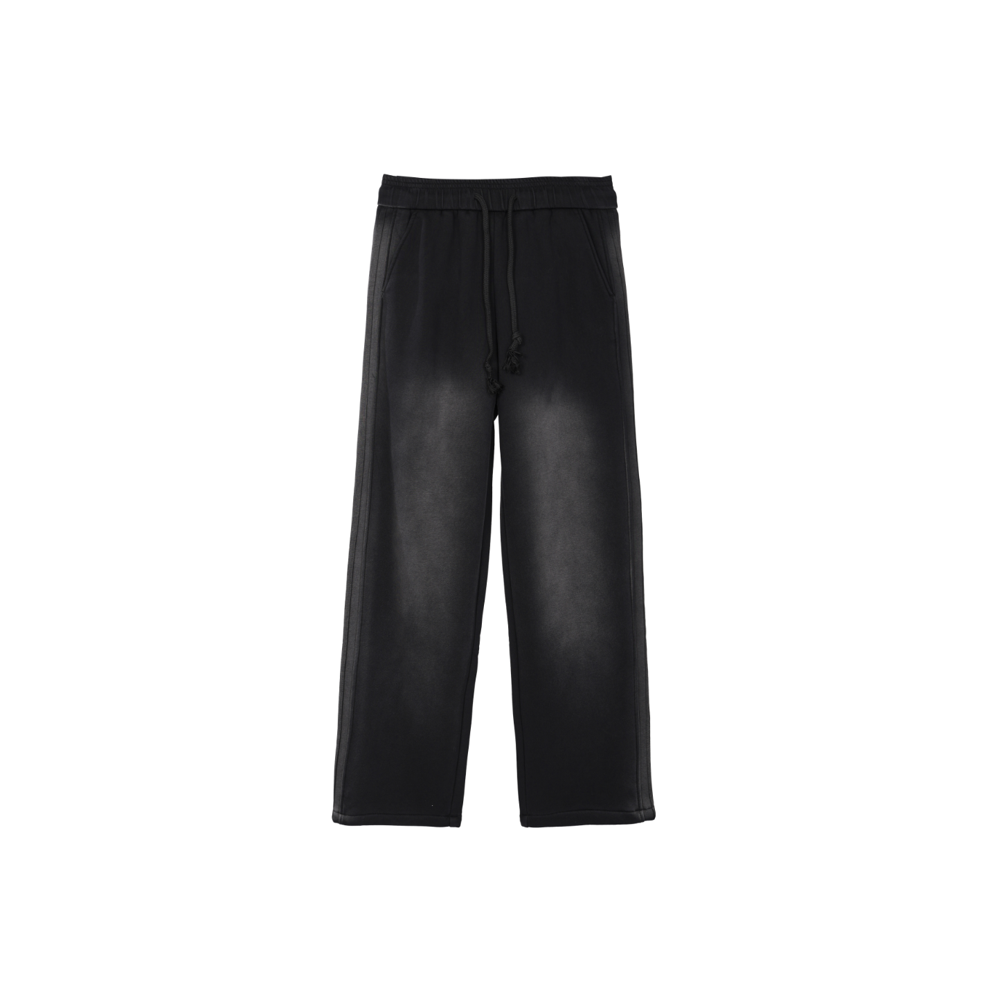 WAOOO 秋冬加绒加厚新款黑色卫裤男直筒宽松休闲长裤子男学生 - 图2