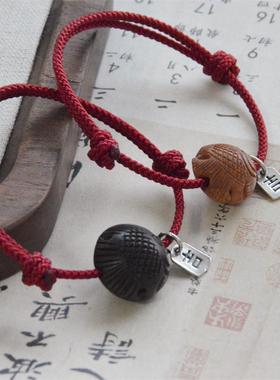 情侣款桃木黑檀木手链