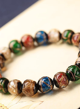 五彩香灰女琉璃多宝吞金手串