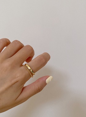 冷淡风开口软链条圆珠流苏戒指