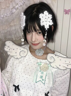 原创手工钩针雪花耳饰秋冬毛线编织圣诞节白色耳环女