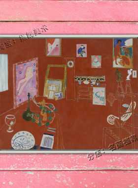 红色画室 The Red Studio 马蒂斯 装饰 红色系油画 loft个性挂画