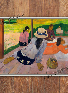 午睡高更墙画壁画复古人物画