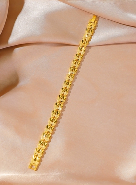 轻奢镀仿真黄金色心心相印手链女