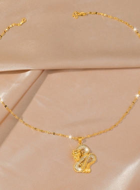 新中式镀24K金龙十字链男士项链