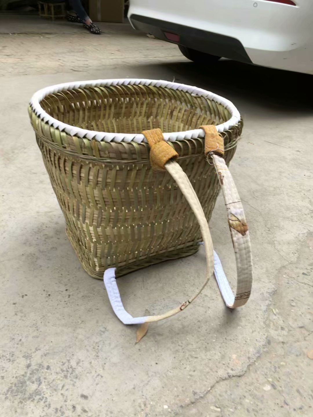木槿竹背篓竹编背篓塑料花色大人竹篾背篼背筐收纳筐买菜采摘_虎窝淘