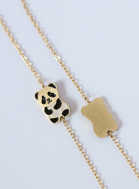 日韩简约风熊猫手链925银