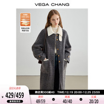 VEGA CHANG Fur Coats Womens Winter 2023 New Thickened Warm Superior Sense Temperament Wool Top