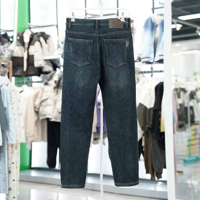 牛仔裤男士冬季新款修身小脚痞帅潮牌轻奢加绒保暖直筒休闲长裤子,淘宝优惠券,粉丝福利购,淘宝优惠卷