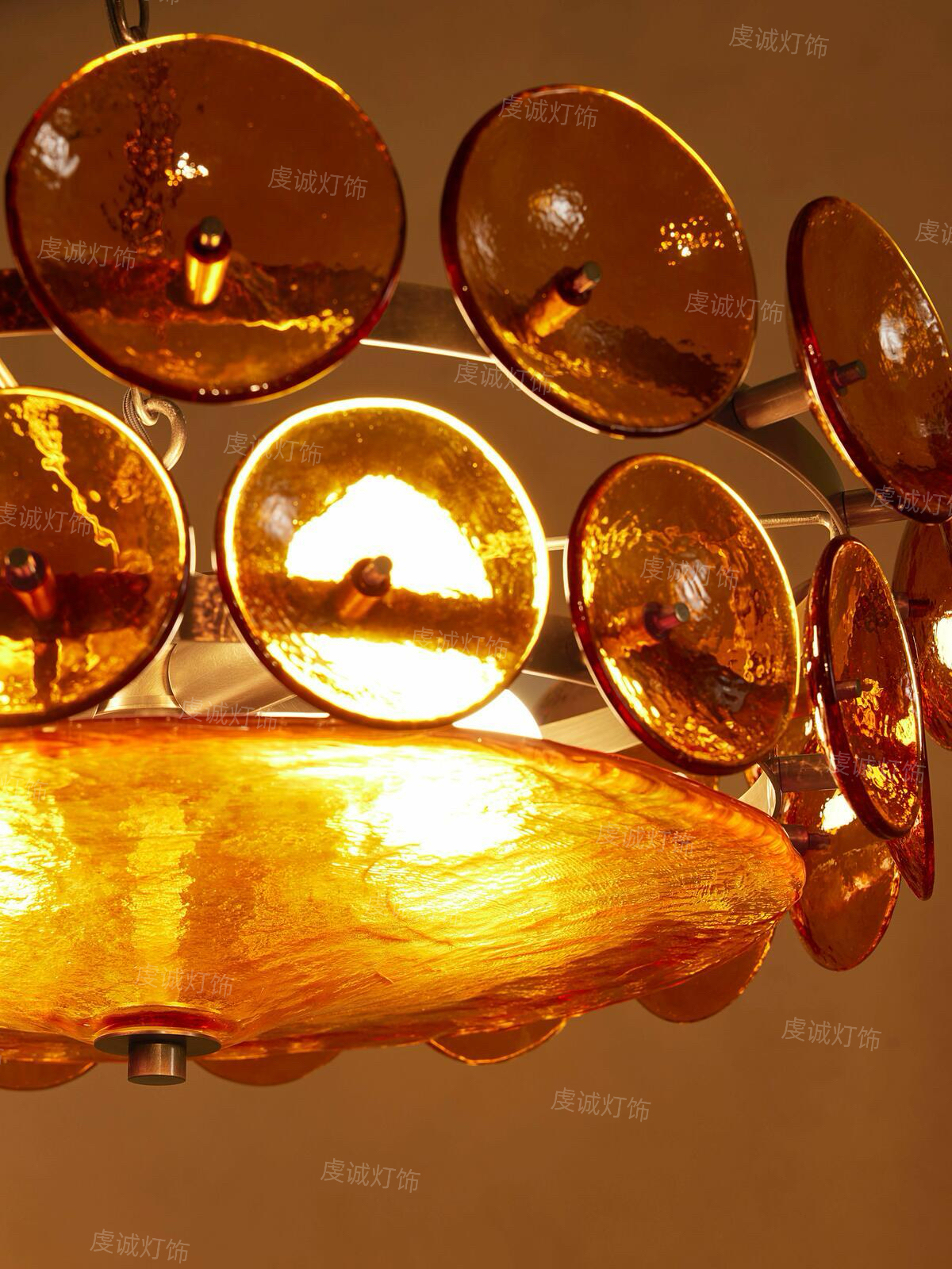 法式复古设计茶色玻璃客厅灯2024年新款美式简约卧室轻奢餐厅吊灯 - 图1