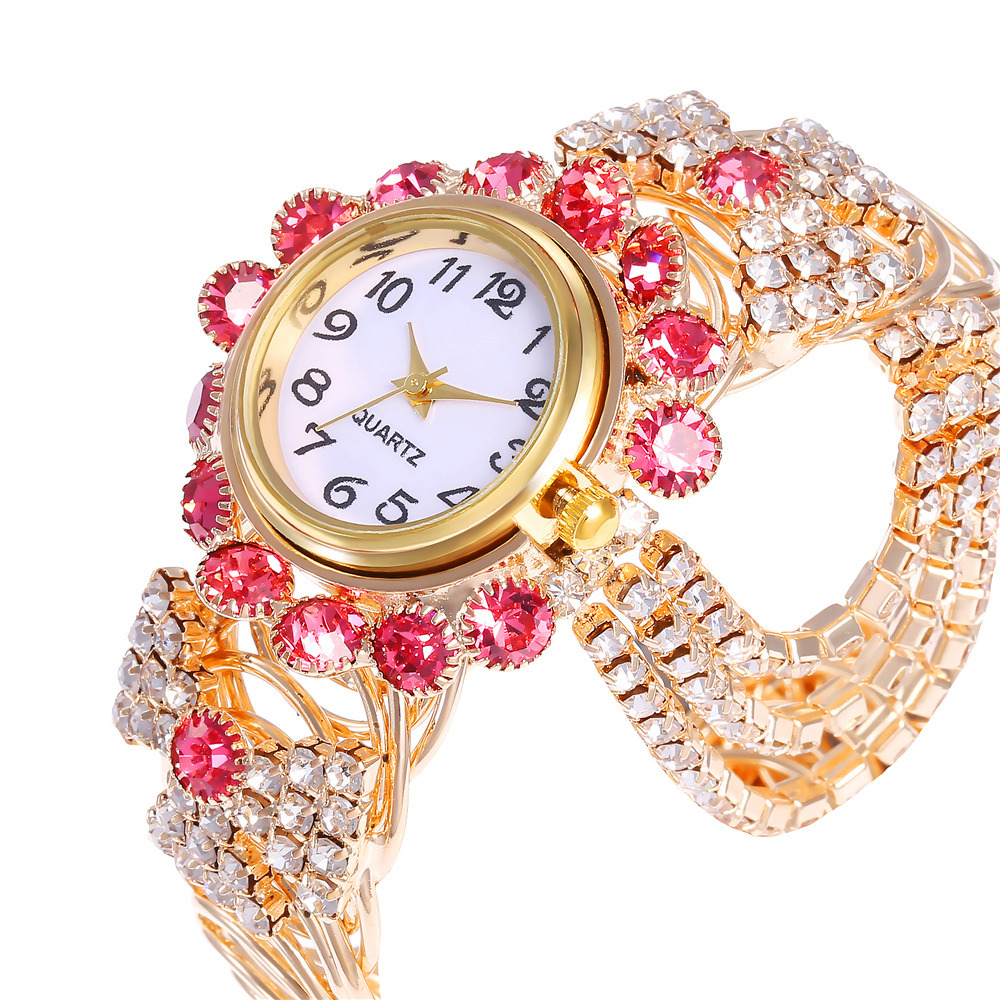 Women vintage diamond quartz watch Alloy bracelet 宝石手镯表 - 图2