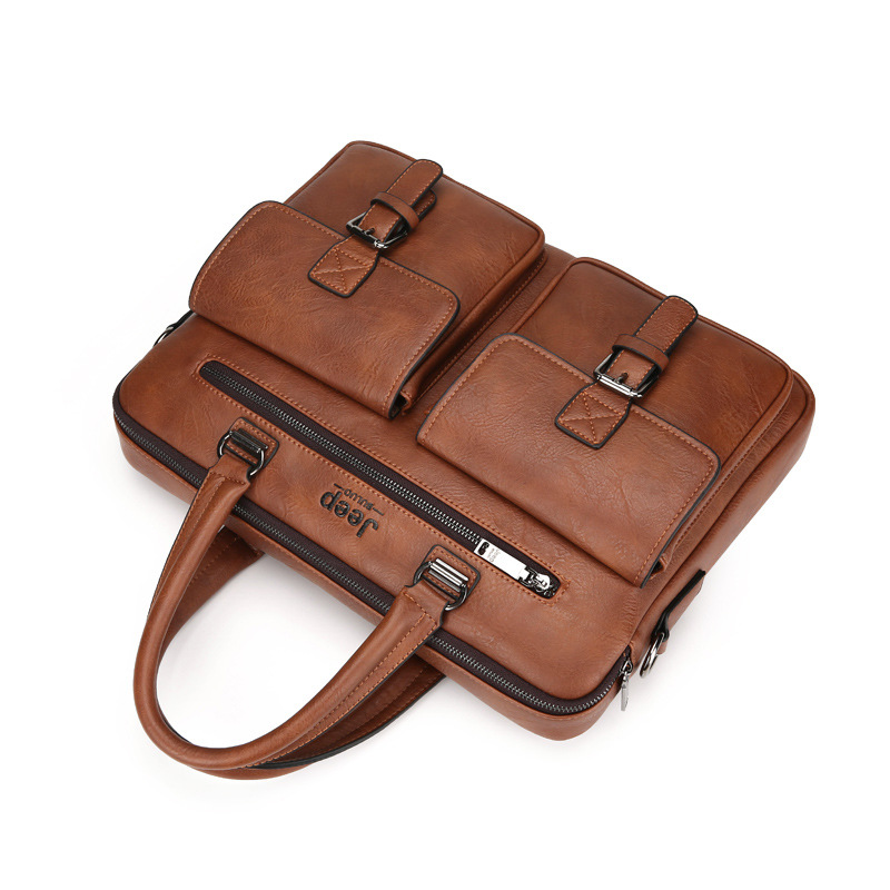 Men's Genuine Leather Briefcase Laptop Bag 男士公文包电脑包 - 图1