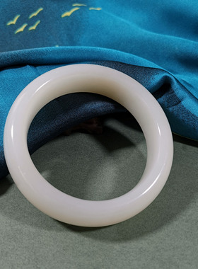 天然和田玉羊脂玉59mm手镯宽条