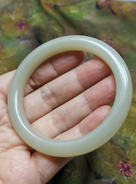 天然和田玉手镯59mm圈口玉镯