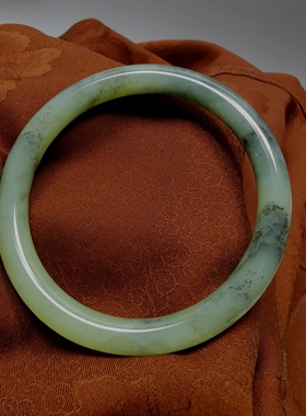 21年老店天然和田玉青花手镯53mm圈口细条女款玉镯编号5303