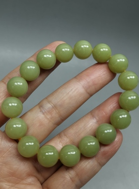 天然和田玉手链12mm圆珠手串