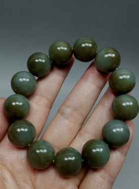 特价天然和田玉16mm圆珠手链手串
