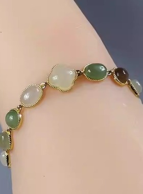 和田玉碧玉白玉糖玉镶嵌手链