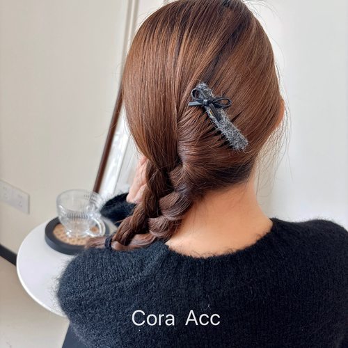 温柔气质毛绒蝴蝶结倒插蓬松发梳碎发盘发公主头造型发夹发卡头饰 - 图3