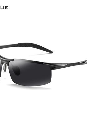 新款偏光太阳镜时尚近视镜男款运动黑色太阳眼镜8177金属复古半框