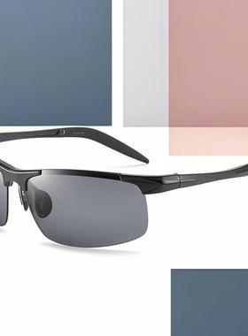 欧美流行偏光太阳镜钓鱼半框偏光眼镜男士运动开车驾驶墨镜8177