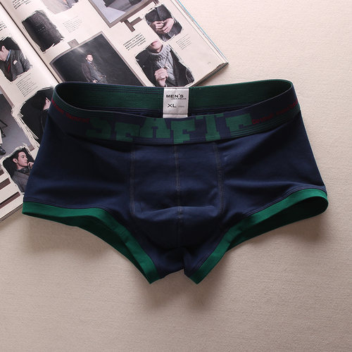 简约百搭文艺青年男士内裤 纯棉低腰性感内裤 大囊袋平角裤底裤头 - 图0